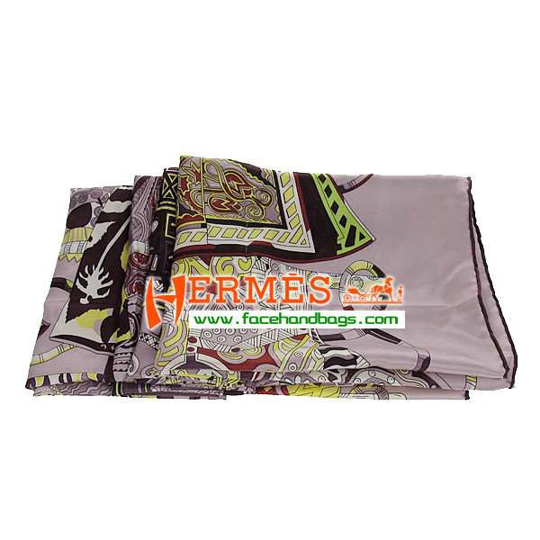 Hermes 100% Silk Square Scarf Coffee HESISS 130 x 130 - Click Image to Close